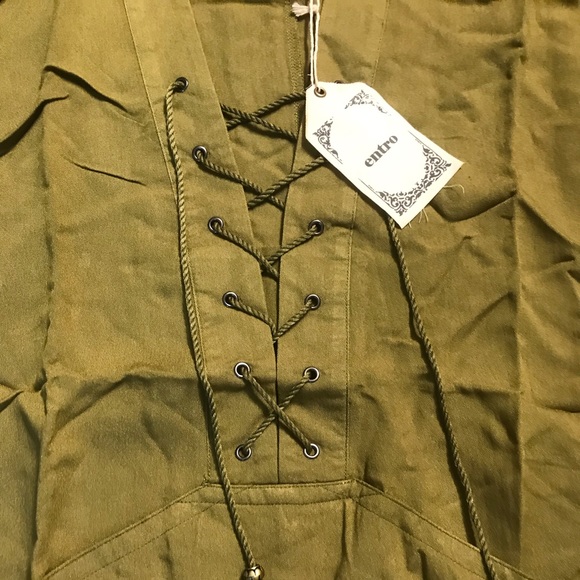 Women’s Olive Tunic Top with Lace-Up detail - Picture 5 of 8